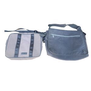 Ted Baker And IKEA Set Of 2 Black And Gray Nylon Canvas Messenger Bags